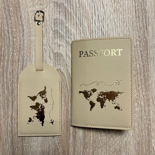 Lot porte passeport et étiquette valise